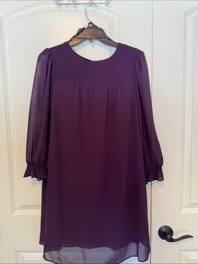 Jessica Howard Plum Long Sleeve Smocked Yoke Dress